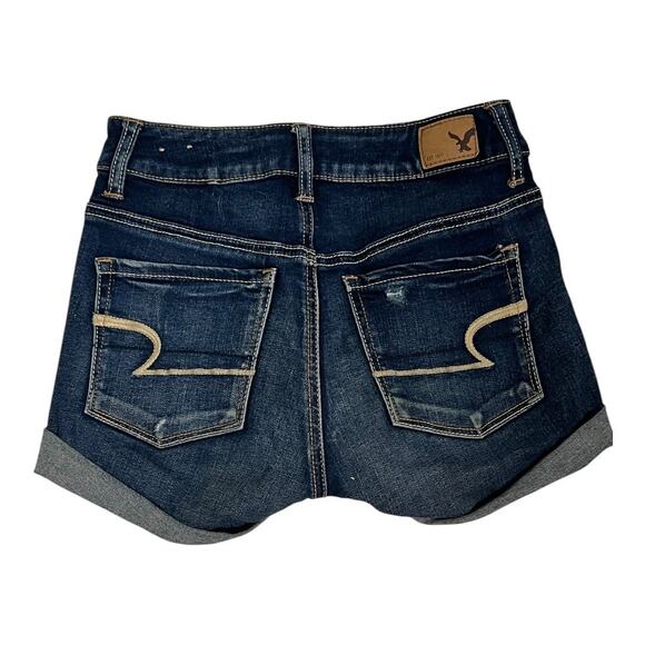 American Eagle Super Stretch Jean shorts Basic Casual Denim 0 - Picture 2 of 4